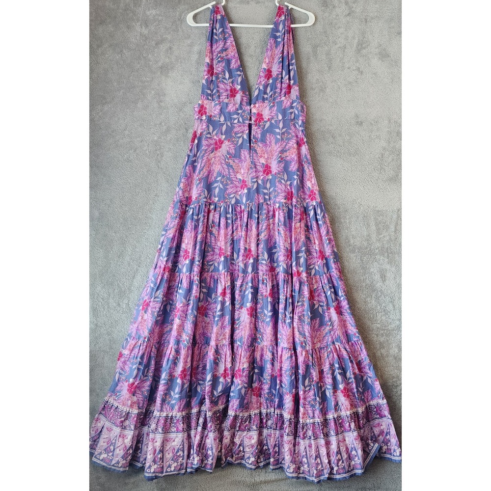 Mira Boutique Dress Womens Large Purple Pink Floral Boho V-Neck Sleeveless - Picture 2 of 8